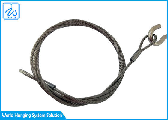 6mm 7x19 Paslanmaz Çelik Halat Sapanları Uçtan Uca Uçak Kablo Ekran Sistemi İçin