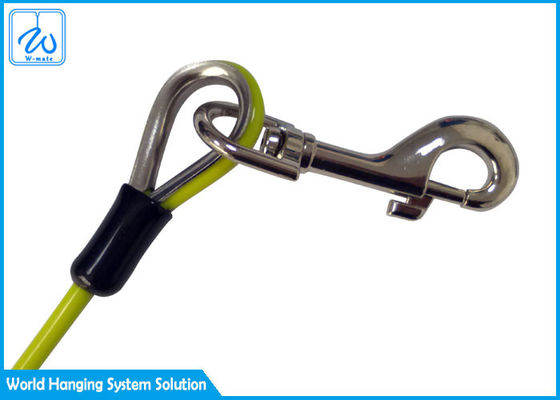Color Plastic Coated Pet Tie Out Cable Steel Wire Rope Dog Chain With Carabiner